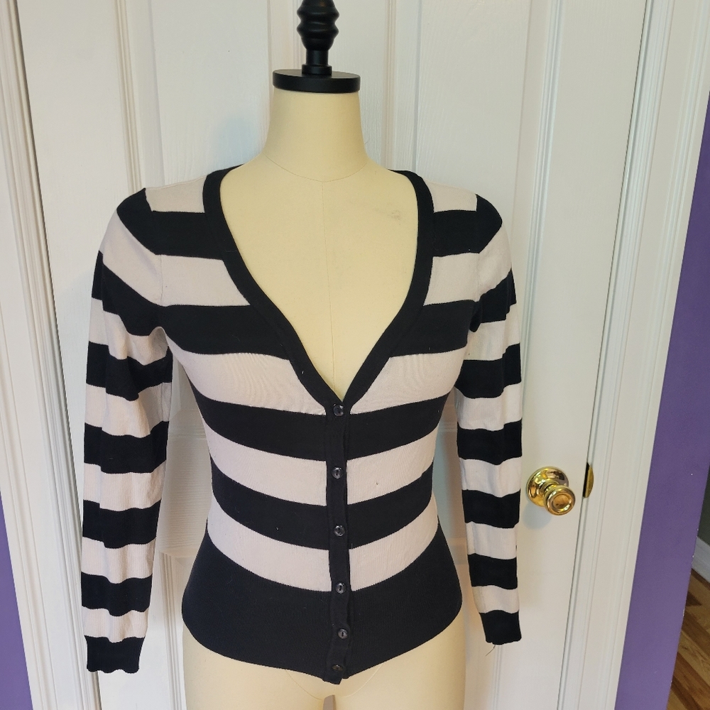 Black and White Striped Rue21 Cardigan